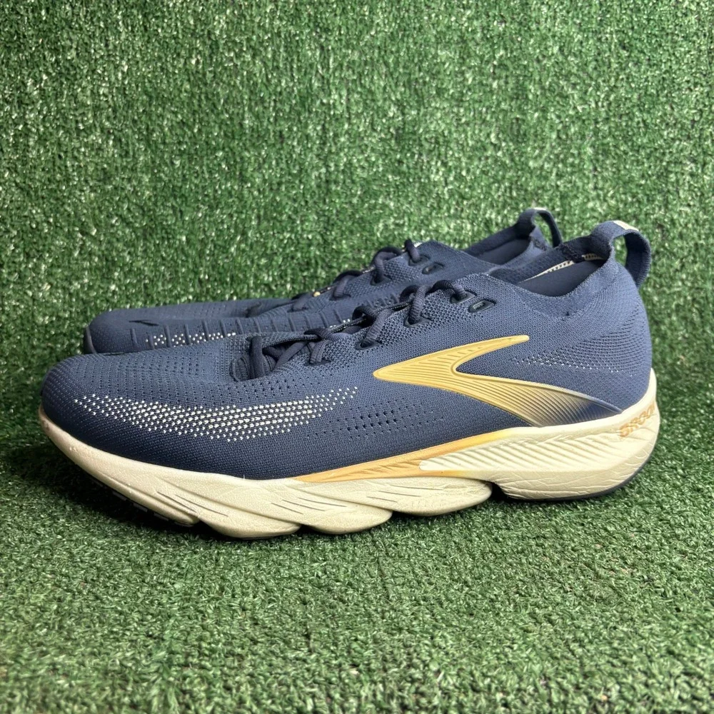 Brooks Glycerin Flex DNA Tuned Cushion Road Running Shoes Blue Gold Mens Size 14